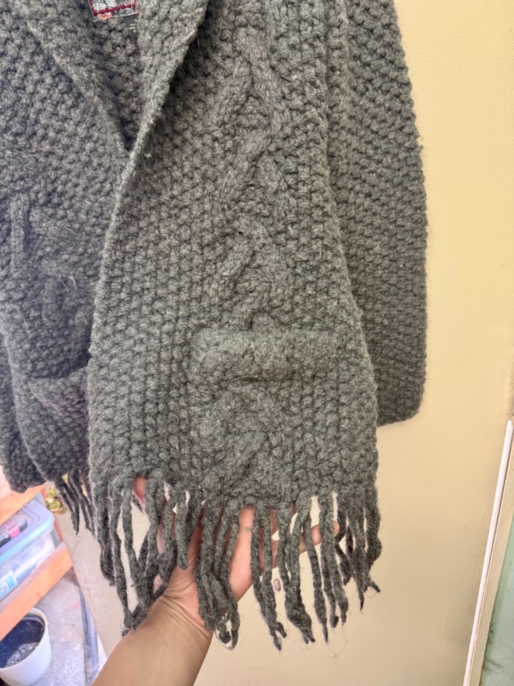 Lucky Brand Charcoal Gray Wool Knit Cardigan Sweater - Picture 5 of 7
